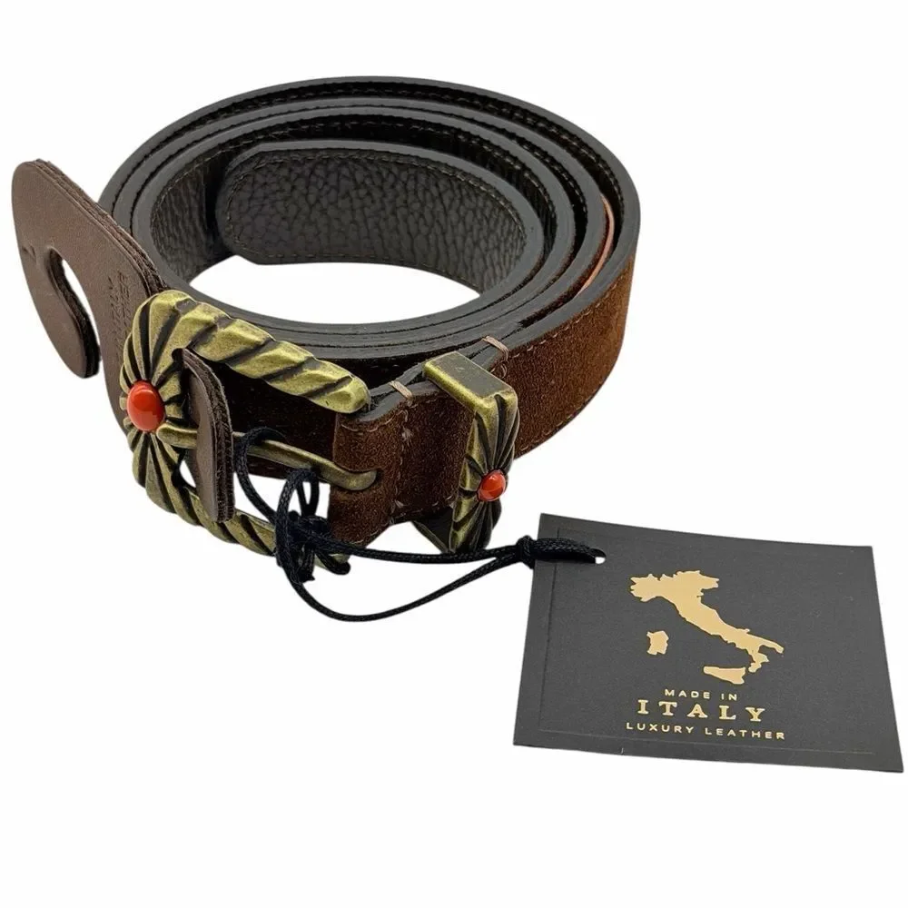 NWT Cuoieria Artigiana Luxury Leather Brown Belt L Italy